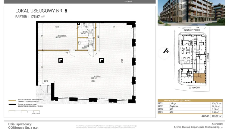 Rzut - Lokal użytkowy na sprzedaż 1 pokój o powierzchni 175,87 m² - numer U6 w Młynowa II Premium