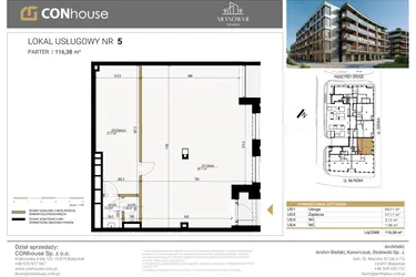 Rzut - Lokal użytkowy na sprzedaż 1 pokój o powierzchni 116,38 m² - numer U5 w Młynowa II Premium