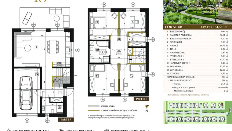 Rzut - Dom na sprzedaż 5 pokoi o powierzchni 134,48 m² - numer 8B w Lawinowa 18 - Etap III