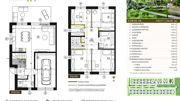 Rzut - Dom na sprzedaż 5 pokoi o powierzchni 134,58 m² - numer 8A w Lawinowa 18 - Etap III