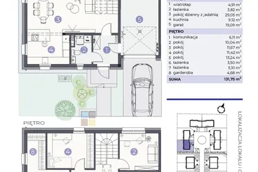 Rzut - Dom na sprzedaż 5 pokoi o powierzchni 131,75 m² - numer 11.D w Park Domaszczyn - etap 6