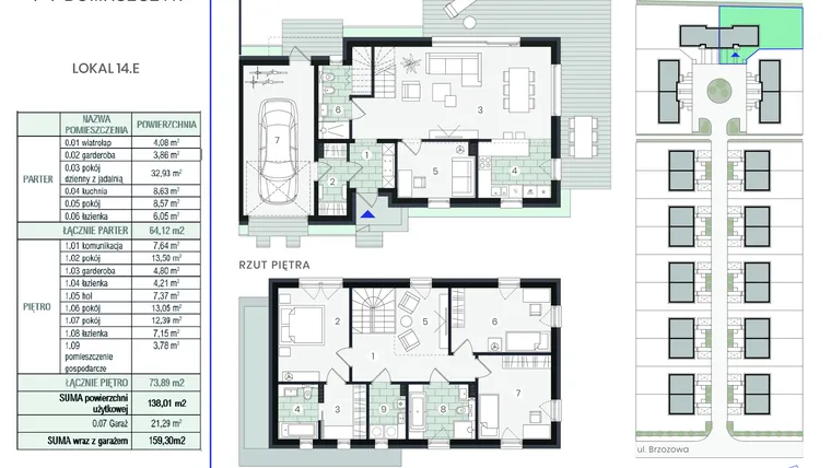 Rzut - Dom na sprzedaż 5 pokoi o powierzchni 159,3 m² - numer 14.E w Park Domaszczyn - etap 6