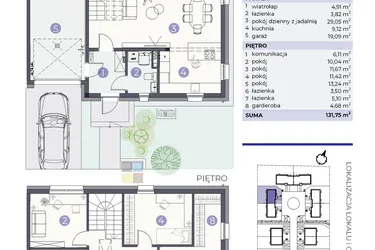 Rzut - Dom na sprzedaż 5 pokoi o powierzchni 131,75 m² - numer 12.D w Park Domaszczyn - etap 6