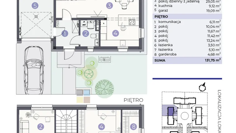 Rzut - Dom na sprzedaż 5 pokoi o powierzchni 131,75 m² - numer 12.D w Park Domaszczyn - etap 6