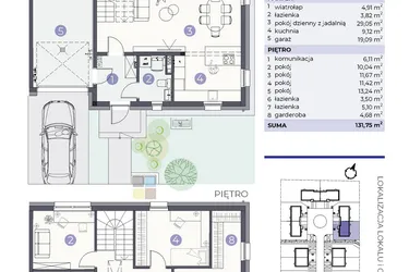 Rzut - Dom na sprzedaż 5 pokoi o powierzchni 131,75 m² - numer 16.D w Park Domaszczyn - etap 6
