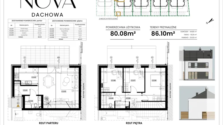 Rzut - Mieszkanie na sprzedaż 4 pokoje o powierzchni 80,08 m² - numer C2 w Nova Dachowa etap III