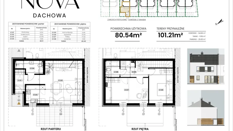 Rzut - Mieszkanie na sprzedaż 3 pokoje o powierzchni 80,54 m² - numer C1 w Nova Dachowa etap III