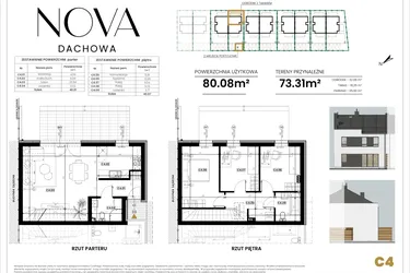 Rzut - Mieszkanie na sprzedaż 4 pokoje o powierzchni 80,08 m² - numer C4 w Nova Dachowa etap III