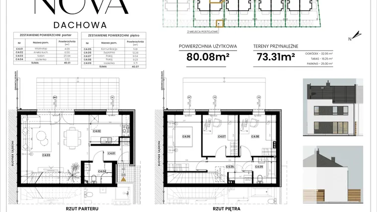 Rzut - Mieszkanie na sprzedaż 4 pokoje o powierzchni 80,08 m² - numer C4 w Nova Dachowa etap III