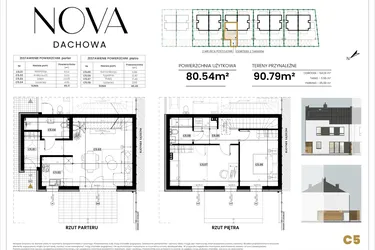 Rzut - Mieszkanie na sprzedaż 3 pokoje o powierzchni 80,54 m² - numer C5 w Nova Dachowa etap III