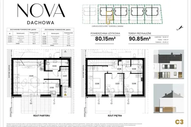 Rzut - Mieszkanie na sprzedaż 4 pokoje o powierzchni 80,15 m² - numer C3 w Nova Dachowa etap III