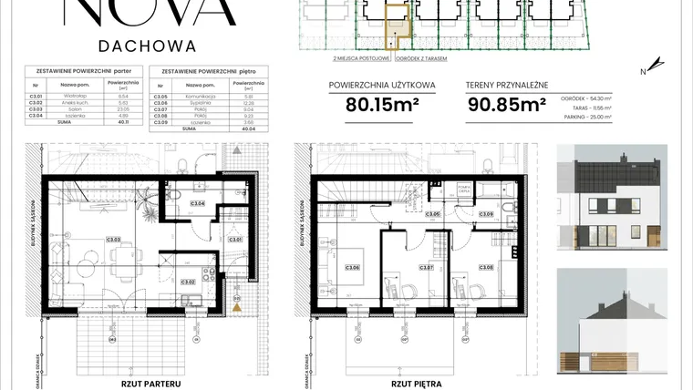 Rzut - Mieszkanie na sprzedaż 4 pokoje o powierzchni 80,15 m² - numer C3 w Nova Dachowa etap III