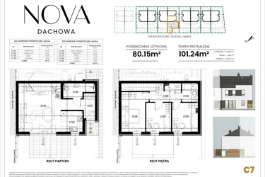 Rzut - Mieszkanie na sprzedaż 4 pokoje o powierzchni 80,15 m² - numer C7 w Nova Dachowa etap III