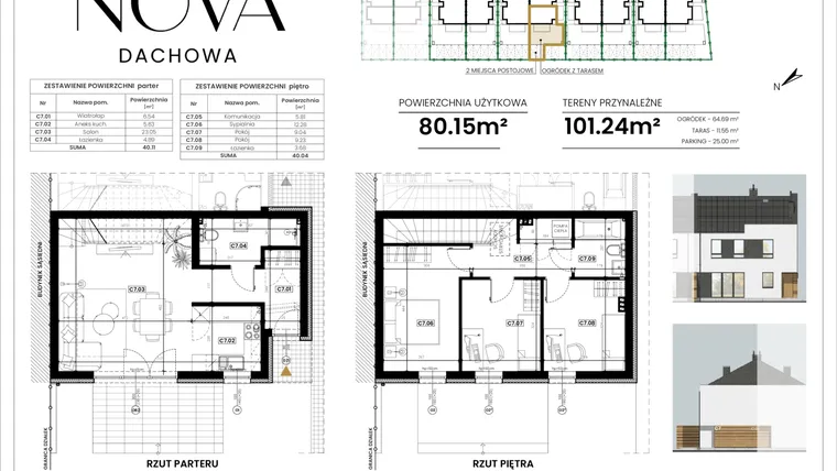 Rzut - Mieszkanie na sprzedaż 4 pokoje o powierzchni 80,15 m² - numer C7 w Nova Dachowa etap III