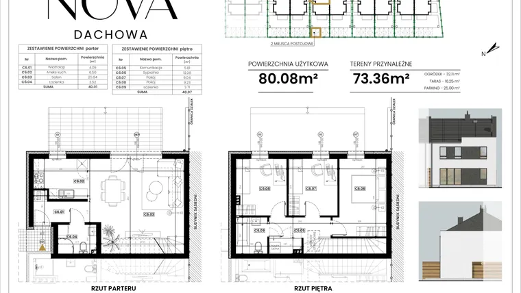 Rzut - Mieszkanie na sprzedaż 4 pokoje o powierzchni 80,08 m² - numer C6 w Nova Dachowa etap III