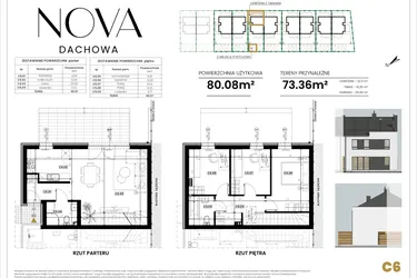 Rzut - Mieszkanie na sprzedaż 4 pokoje o powierzchni 80,08 m² - numer C6 w Nova Dachowa etap III