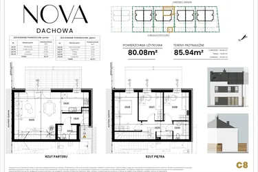 Rzut - Mieszkanie na sprzedaż 4 pokoje o powierzchni 80,08 m² - numer C8 w Nova Dachowa etap III