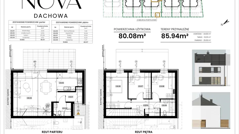 Rzut - Mieszkanie na sprzedaż 4 pokoje o powierzchni 80,08 m² - numer C8 w Nova Dachowa etap III