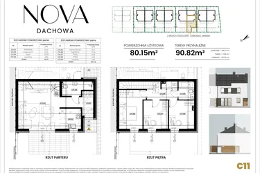 Rzut - Mieszkanie na sprzedaż 4 pokoje o powierzchni 80,15 m² - numer C11 w Nova Dachowa etap III