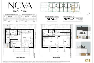 Rzut - Mieszkanie na sprzedaż 3 pokoje o powierzchni 80,54 m² - numer C13 w Nova Dachowa etap III