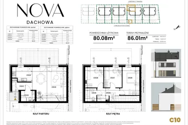 Rzut - Mieszkanie na sprzedaż 4 pokoje o powierzchni 80,08 m² - numer C10 w Nova Dachowa etap III