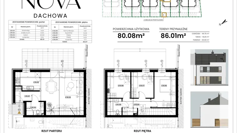 Rzut - Mieszkanie na sprzedaż 4 pokoje o powierzchni 80,08 m² - numer C10 w Nova Dachowa etap III