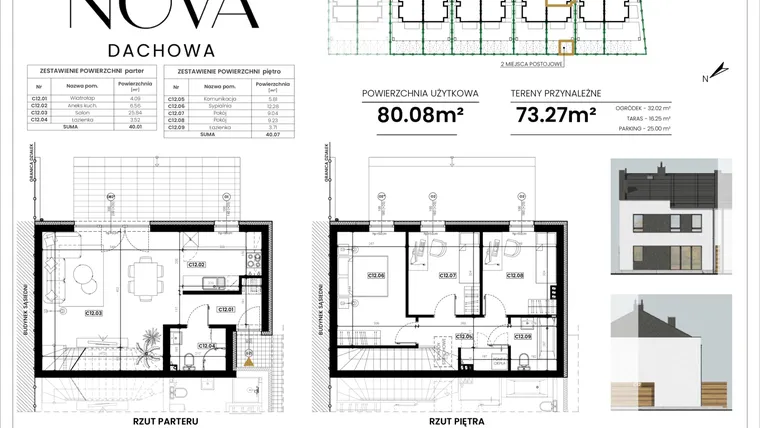 Rzut - Mieszkanie na sprzedaż 4 pokoje o powierzchni 80,08 m² - numer C12 w Nova Dachowa etap III