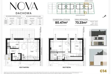 Rzut - Mieszkanie na sprzedaż 3 pokoje o powierzchni 80,47 m² - numer C14 w Nova Dachowa etap III
