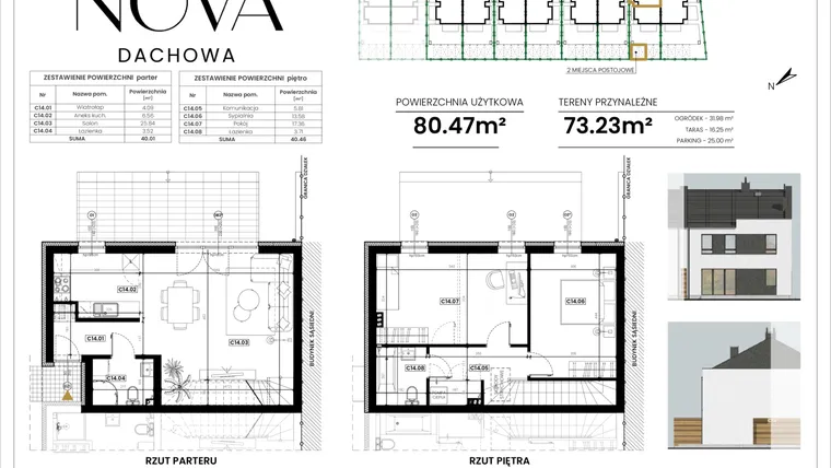 Rzut - Mieszkanie na sprzedaż 3 pokoje o powierzchni 80,47 m² - numer C14 w Nova Dachowa etap III