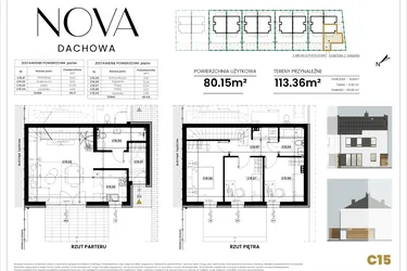 Rzut - Mieszkanie na sprzedaż 4 pokoje o powierzchni 80,15 m² - numer C15 w Nova Dachowa etap III