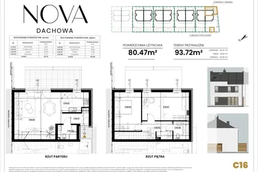 Rzut - Mieszkanie na sprzedaż 3 pokoje o powierzchni 80,47 m² - numer C16 w Nova Dachowa etap III