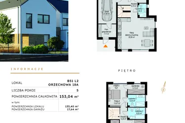 Rzut - Dom na sprzedaż 5 pokoi o powierzchni 153,04 m² - numer B51 L2 w Szczodre etap VII