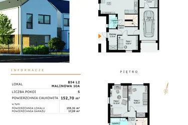 Rzut - Dom na sprzedaż 5 pokoi o powierzchni 152,7 m² - numer B54 L2 w Szczodre etap VII
