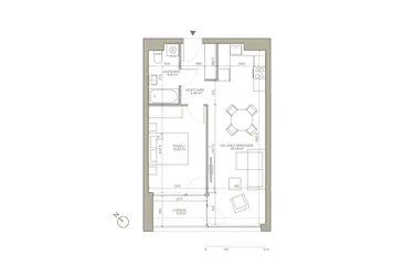 Rzut - Mieszkanie na sprzedaż 2 pokoje o powierzchni 47,55 m² - numer A/3/3 w Jaracza 79