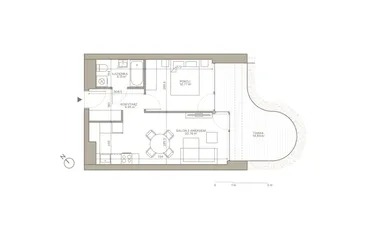 Rzut - Mieszkanie na sprzedaż 2 pokoje o powierzchni 40,63 m² - numer B/3/4 w Jaracza 79