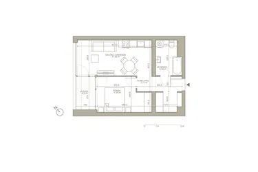Rzut - Mieszkanie na sprzedaż 2 pokoje o powierzchni 41,94 m² - numer B/3/8 w Jaracza 79