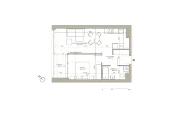 Rzut - Mieszkanie na sprzedaż 2 pokoje o powierzchni 43,2 m² - numer A/3/7 w Jaracza 79