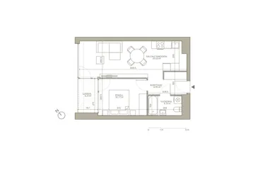 Rzut - Mieszkanie na sprzedaż 2 pokoje o powierzchni 42,88 m² - numer B/3/7 w Jaracza 79