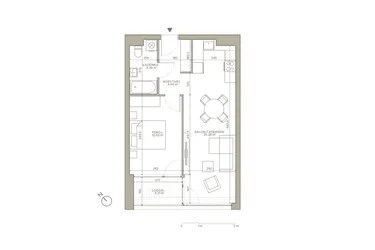 Rzut - Mieszkanie na sprzedaż 2 pokoje o powierzchni 47,55 m² - numer A/3/4 w Jaracza 79