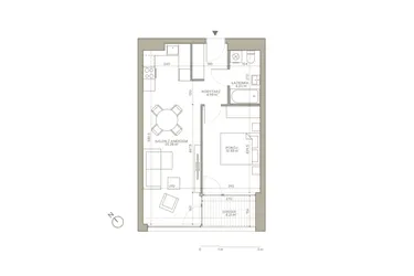 Rzut - Mieszkanie na sprzedaż 2 pokoje o powierzchni 47,29 m² - numer A/4/4 w Jaracza 79