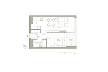 Rzut - Mieszkanie na sprzedaż 1 pokój o powierzchni 42,77 m² - numer B/4/4 w Jaracza 79