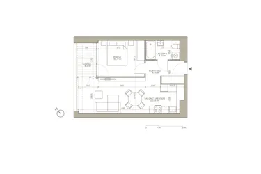 Rzut - Mieszkanie na sprzedaż 2 pokoje o powierzchni 42,97 m² - numer A/4/7 w Jaracza 79