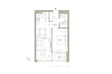 Rzut - Mieszkanie na sprzedaż 2 pokoje o powierzchni 47,29 m² - numer A/4/3 w Jaracza 79