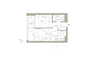 Rzut - Mieszkanie na sprzedaż 2 pokoje o powierzchni 42,97 m² - numer A/4/8 w Jaracza 79