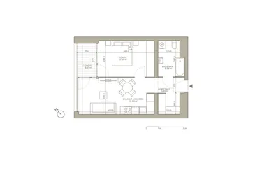 Rzut - Mieszkanie na sprzedaż 2 pokoje o powierzchni 41,55 m² - numer B/4/8 w Jaracza 79