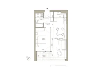 Rzut - Mieszkanie na sprzedaż 2 pokoje o powierzchni 47,29 m² - numer A/5/3 w Jaracza 79