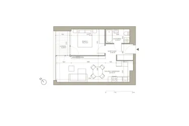 Rzut - Mieszkanie na sprzedaż 2 pokoje o powierzchni 42,77 m² - numer B/4/7 w Jaracza 79