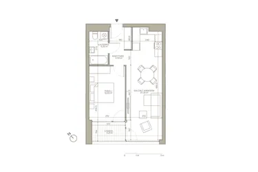Rzut - Mieszkanie na sprzedaż 2 pokoje o powierzchni 47,29 m² - numer A/5/4 w Jaracza 79