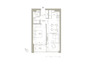 Rzut - Mieszkanie na sprzedaż 2 pokoje o powierzchni 47,55 m² - numer A/3/5 w Jaracza 79