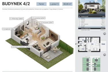 Rzut - Dom na sprzedaż 5 pokoi o powierzchni 96,99 m² - numer 4/2 w Osiedle nad Strugą